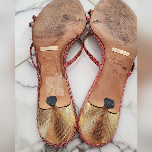 DOLCE&GABBANA- size 10-SANDALS - PINK SNAKE SKING - Picture 2 of 5